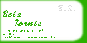 bela kornis business card