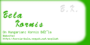 bela kornis business card